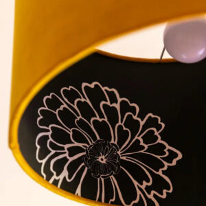 Flowers of the Light - Yellow Velvet Drum Lampshade